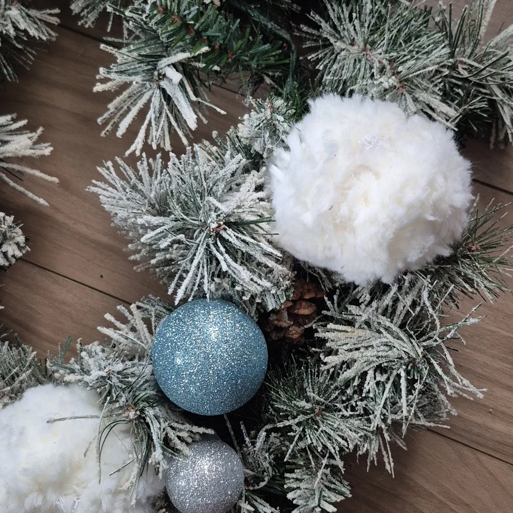 Frosted Snowball Holiday Wreath